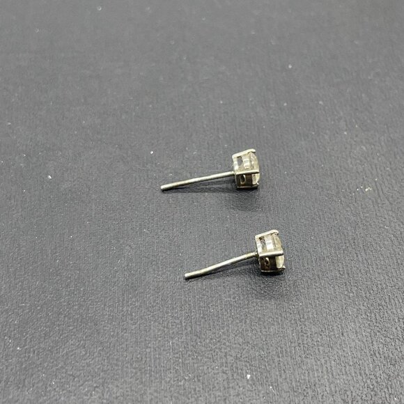 FAS 925 Sterling Silver Glass Round Stud Earrings Hoop Closure - Picture 6 of 9